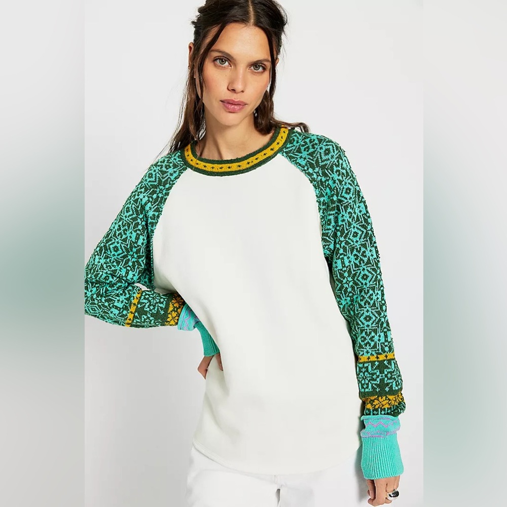 New Free People FP We The Free Amsterdam Pullover Thermal Shirt Top Blouse sz XL